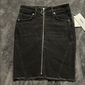 H&M Black Denim Pencil Skirt with Zipper